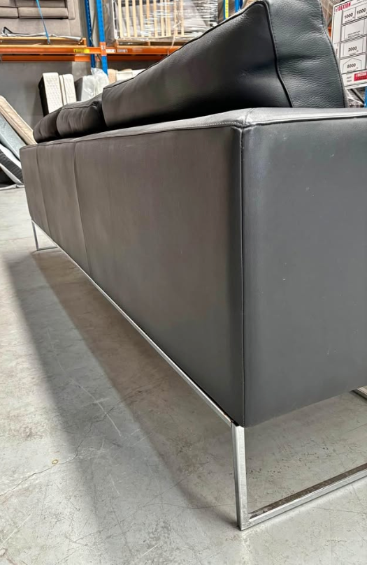 3.5 Seater Lounge - Lounge Designer Furniture - Black Leather