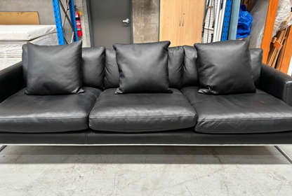 3.5 Seater Lounge - Lounge Designer Furniture - Black Leather