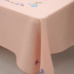Gift Guide In The Round House Pink Linen and Floral Embroidered Tablecloth