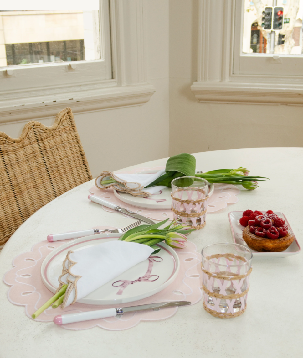 Gift Guide In The Round House Pink Raffia Glasses Set of 4