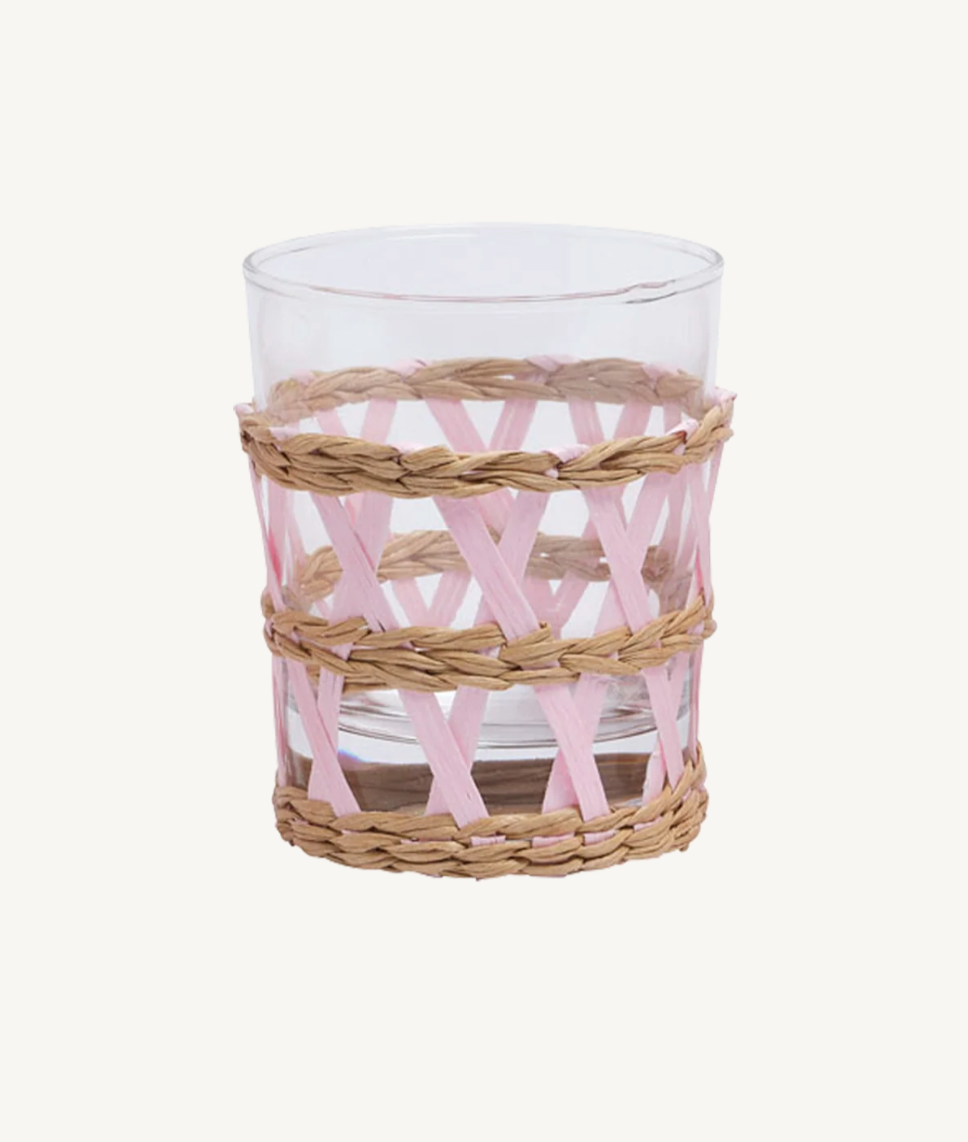 Gift Guide In The Round House Pink Raffia Glasses Set of 4