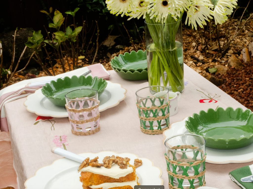 Gift Guide In The Round House Green Raffia Glasses Set of 4