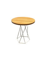 Side Table Wooden White Metal Legs