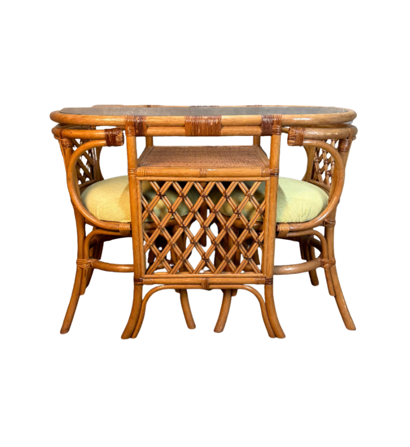 Vintage Cane Table and Chair Set