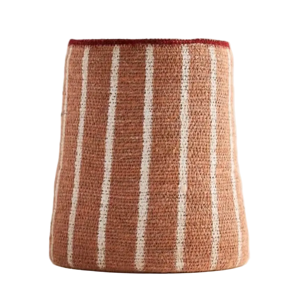 Anise Vertical Striped Woven Basket