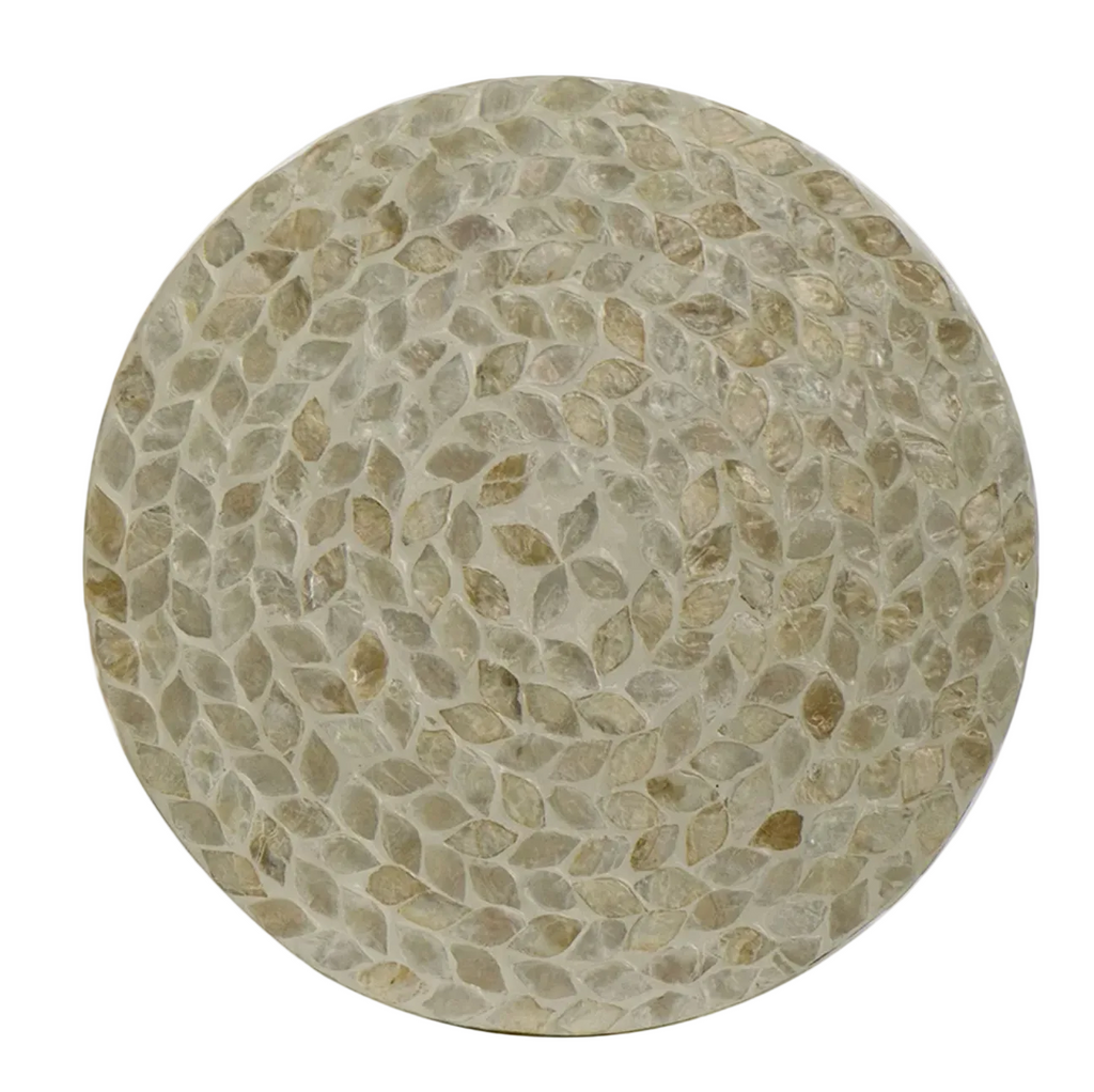 Seashell Inlay Round Accent Side Table
