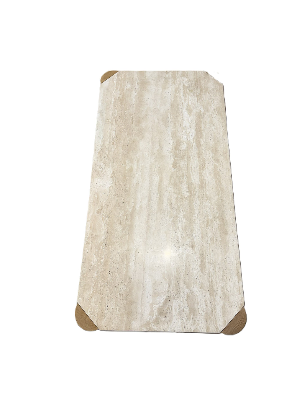 Architectural Travertine and Timber Coffee Table