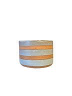 Light Grey And Terracotta Striped Ceramic Pot